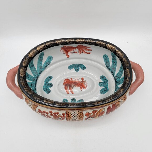 Large Chinese Foot Bath Planter with Goldfish - Picture 2 of 8